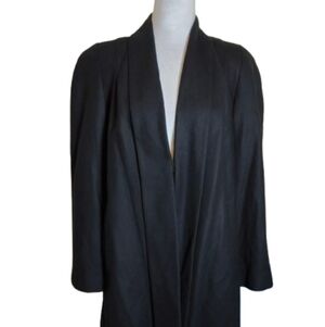 Herve Bernard Wool Blend Longline Coat Black Minimalist / Y2K Runway Style Sz 8